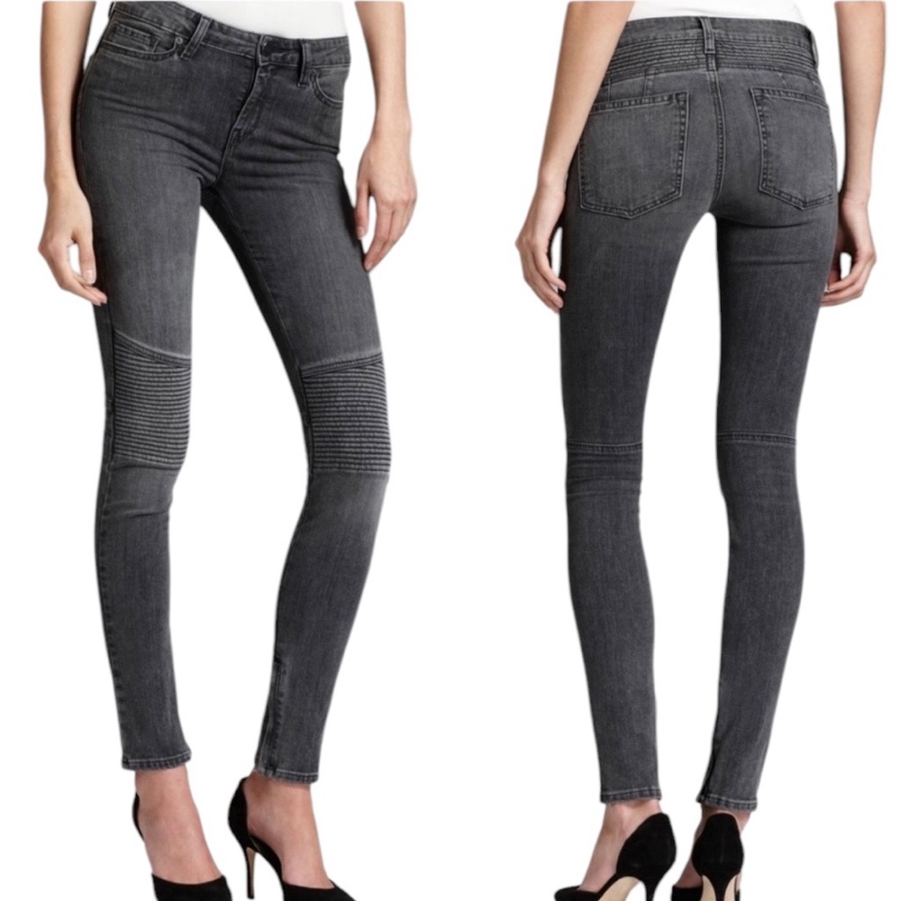 Vince Charcoal Gray 5-Pocket Moto Jean Ankle Zip Skinny Jeans Women's size 28